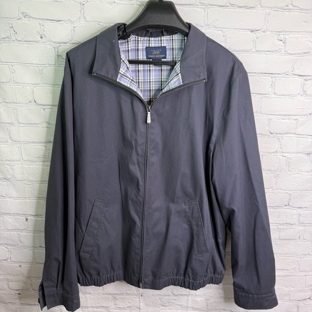 BROOKS BROTHERS 346 Blue With Plaid Lining Jacket XXL